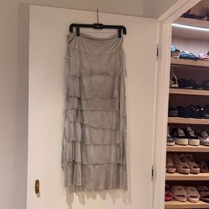 Layered Light Grey Maxi Skirt